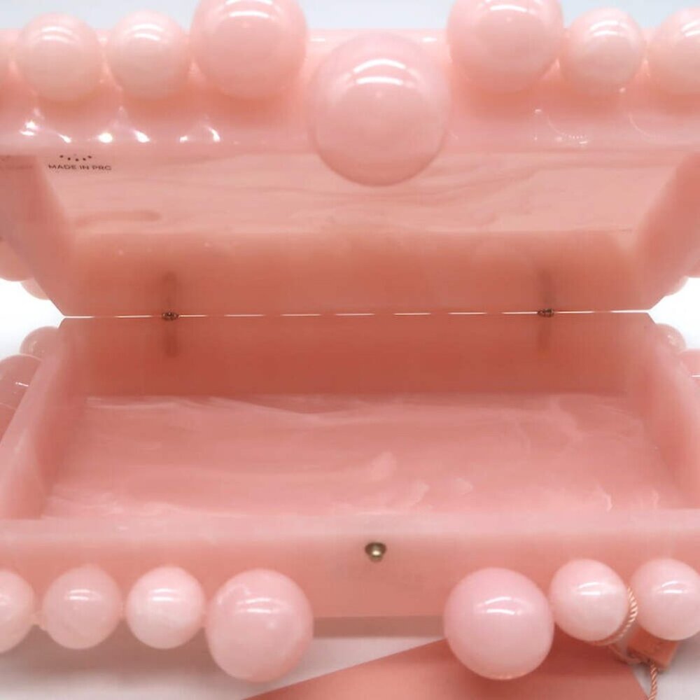 Cult Gaia Eos Box Clutch Pearlescent Pink Acrylic NEW - Picture 10 of 12